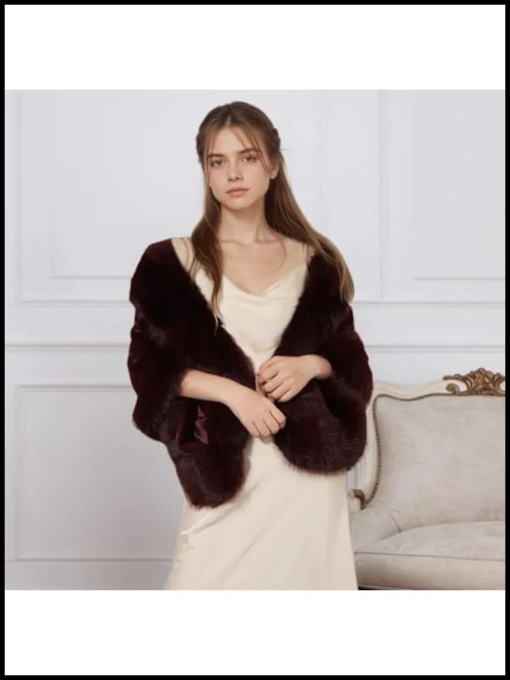 Faux Fur Wrap Cape Shawl Winter Warm Luxury Cloak Party Evening Formal Coat